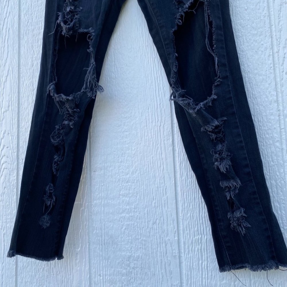 Carmar Destroyed Black Denim Jeans Ripped Distressed Size 27 - Picture 10 of 10